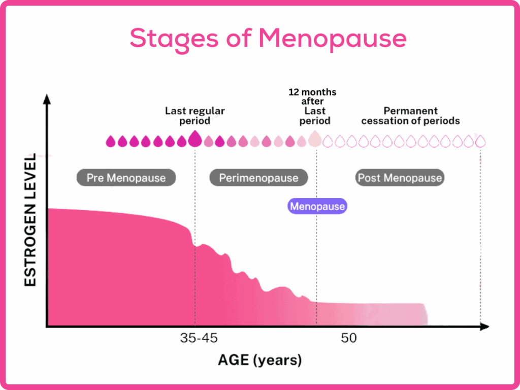 A graph depicting the stages of menopause
